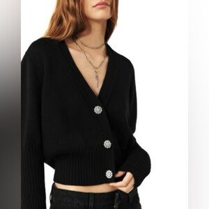 BA&SH TANDA WOOL CARDIGAN WITH EMBELLISHED BUTTONS